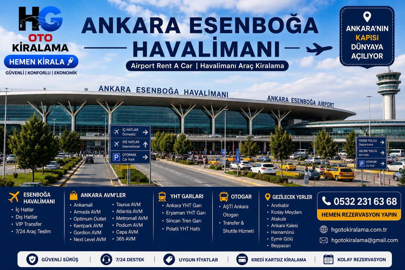 Esenboğa havalimanı araç kiralama: uçuşa uyumlu teslim